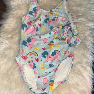 Blue and Pink Fantasy Print leotard